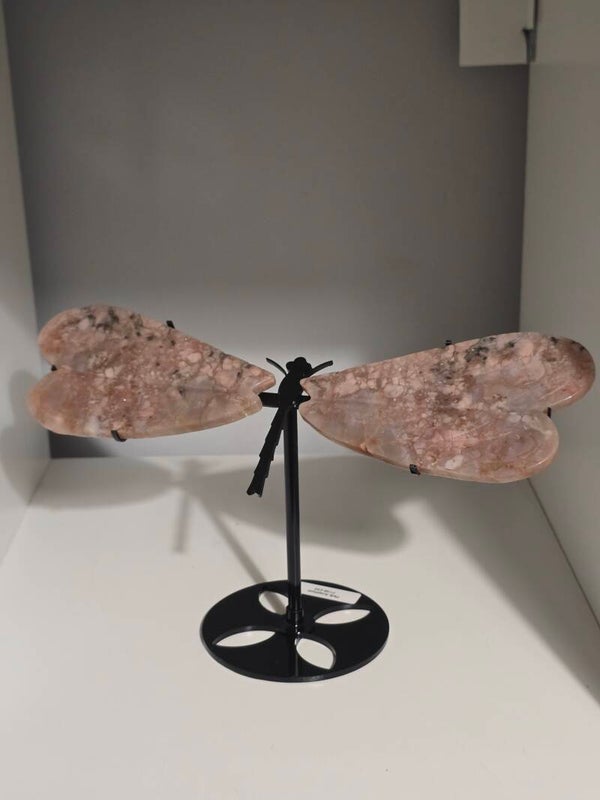 Pink Amethyst Dragon Fly Wings On Stand P198