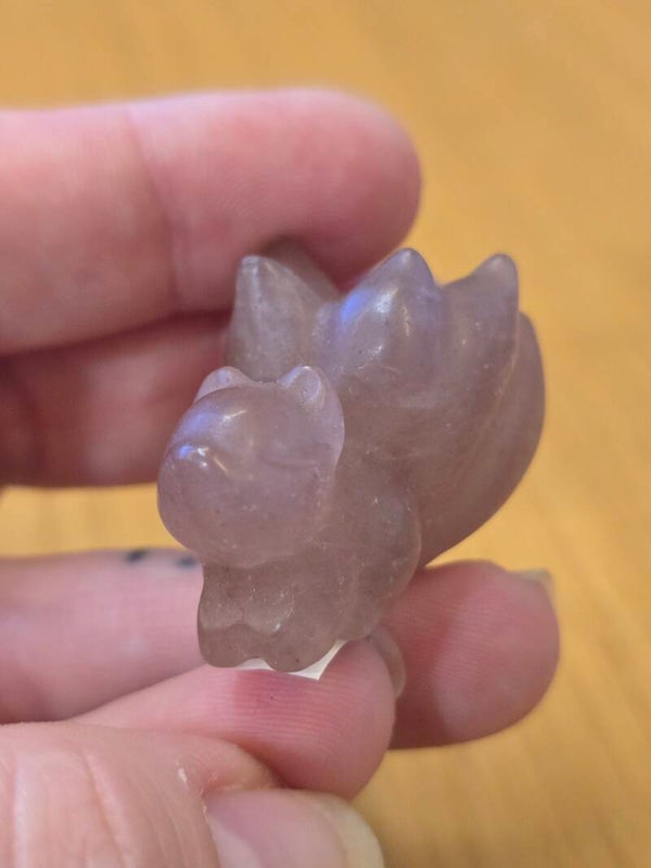 Strewberry Quartz 9 Tails Carving S75