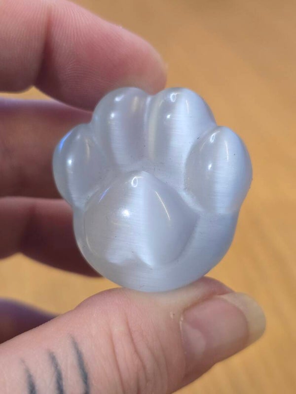 Baby Blue Cats Eye Paw Carving S79A