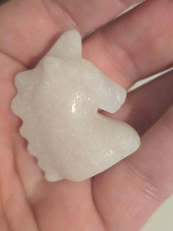 White Calcite Unicorn Carving R291
