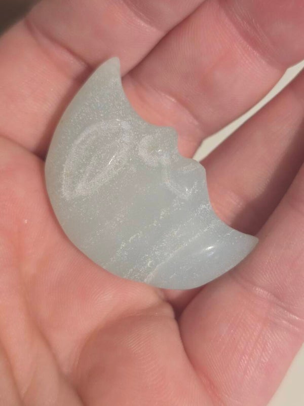 Carribean Calcite Moon Face Carving R235B