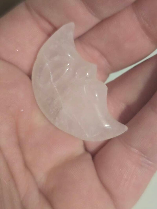 Clear Quartz Moon Face Carving R235E