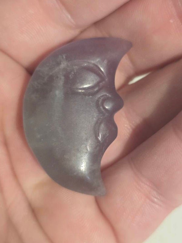 Fluorite Moon Face Carving R235A
