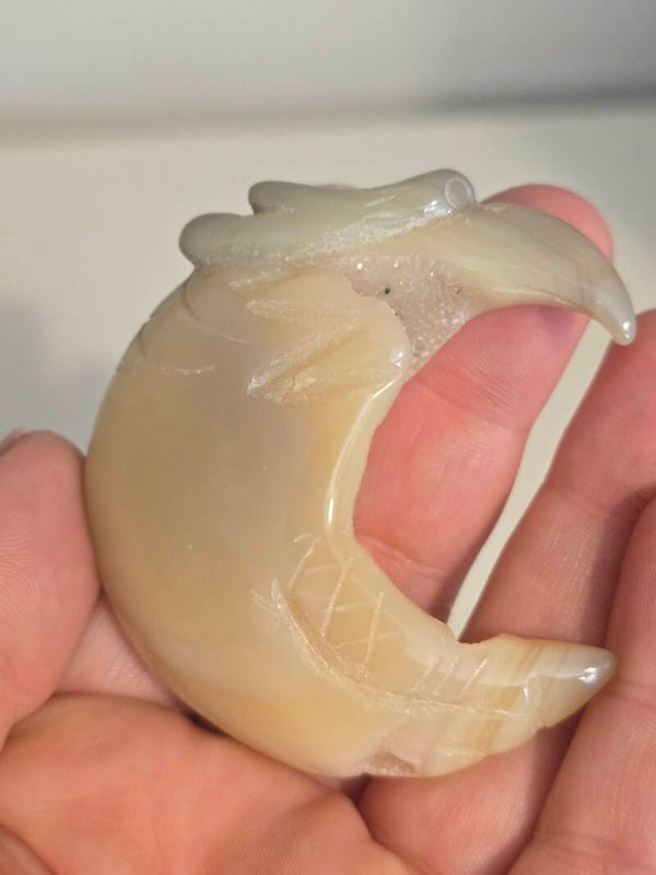 Agate Eagle Moon Druzy Carving M39E