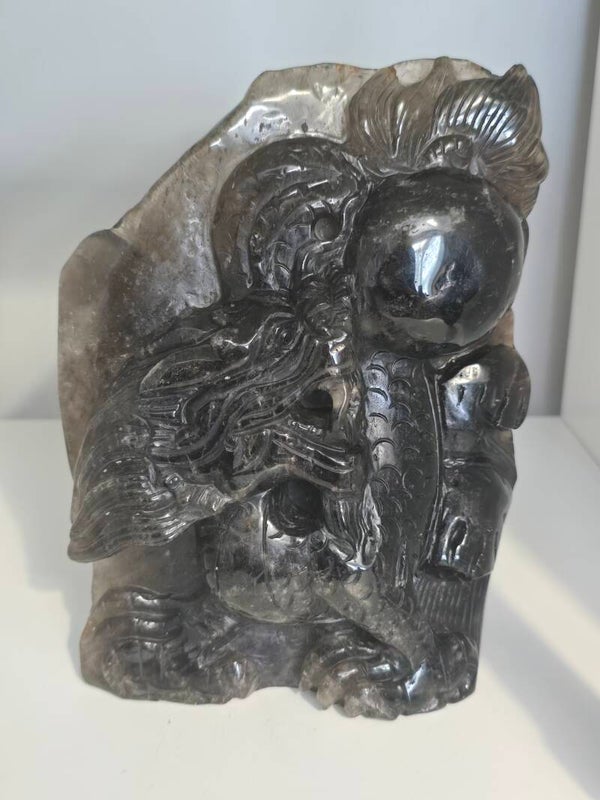 Smoky Quartz Large Dragon Carving Z534