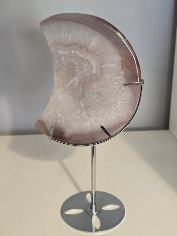 Agate Druzy Moon On Stand R298