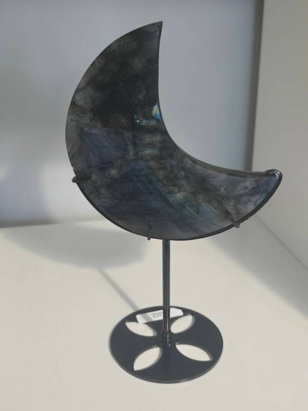 Labradorite Moon On Custom Stand AL225