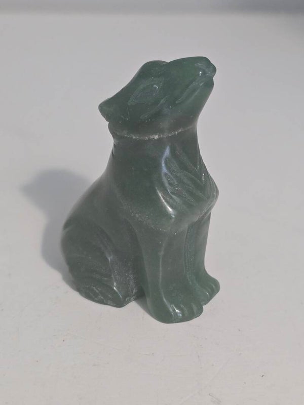 Green Aventurine Wolf Carving R356