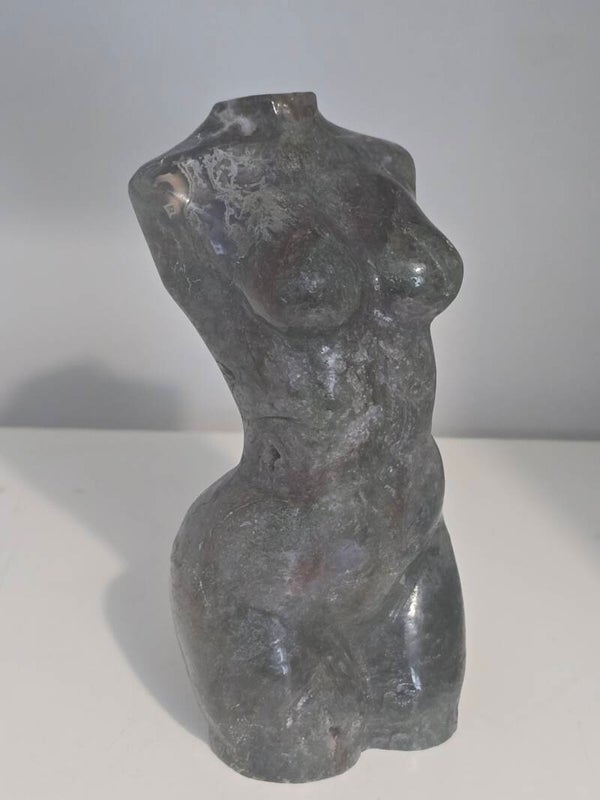 Moss Agate Druzy Goddess Carving Z553