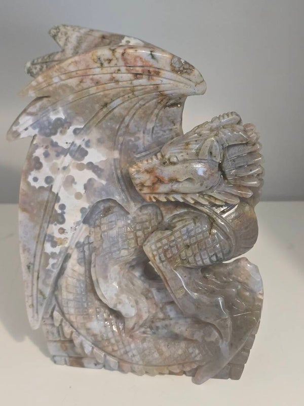 8th Vein Ocean Jasper Dragon Carving M32