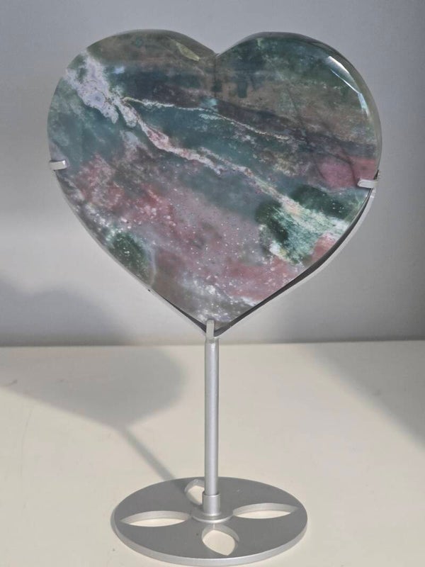 Ocean Jasper Heart on Custom Stand R