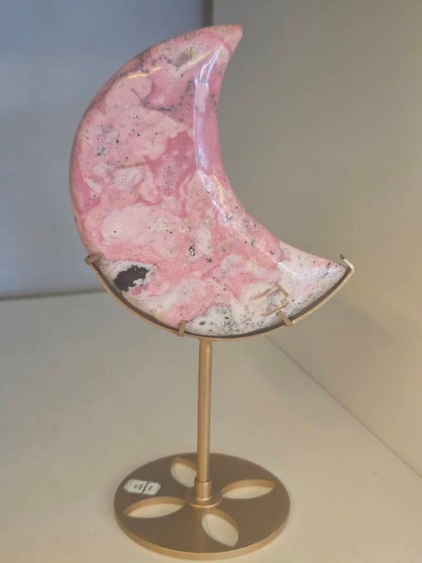 Peruvian Rhodonite Moon on Stand Q024
