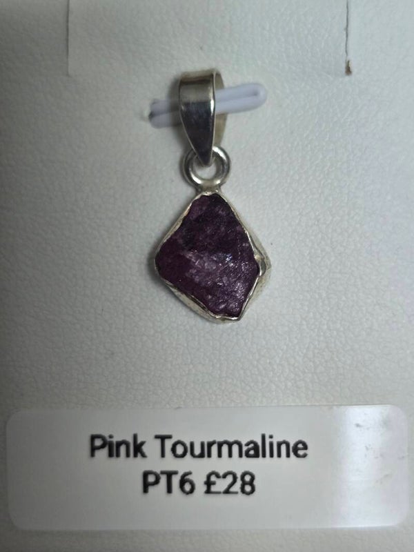 Pink Tourmaline Raw Pendant PT6