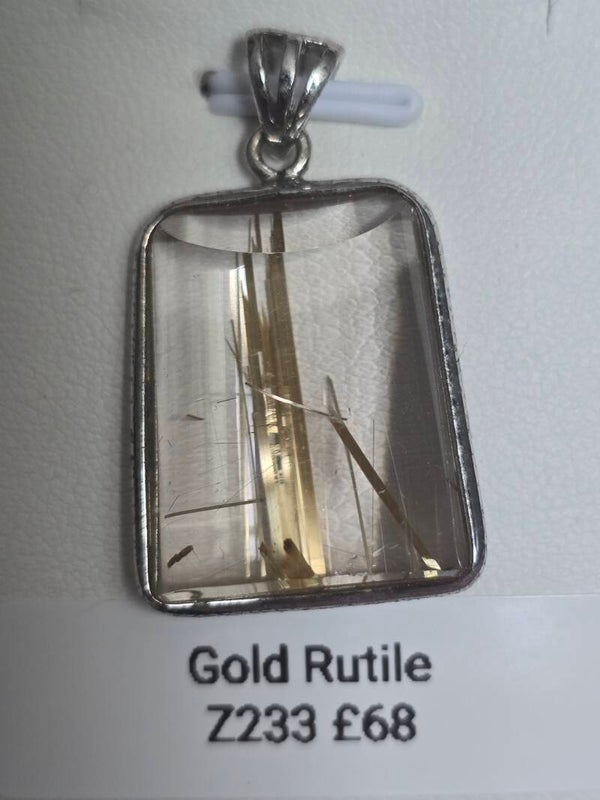 Gold Rutile Large Pendant Z233