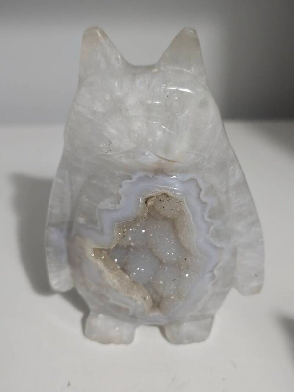 Agate Druzy Totoro Carving Z637