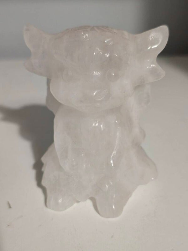 Rose Quartz Highland Winged Cow Carving R495