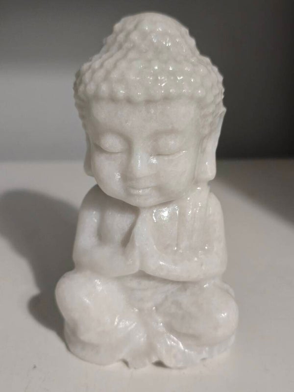 White Calcite Buddha Carving R493