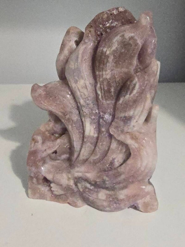 Pink Amethyst 9Tails Fox Carving Z578
