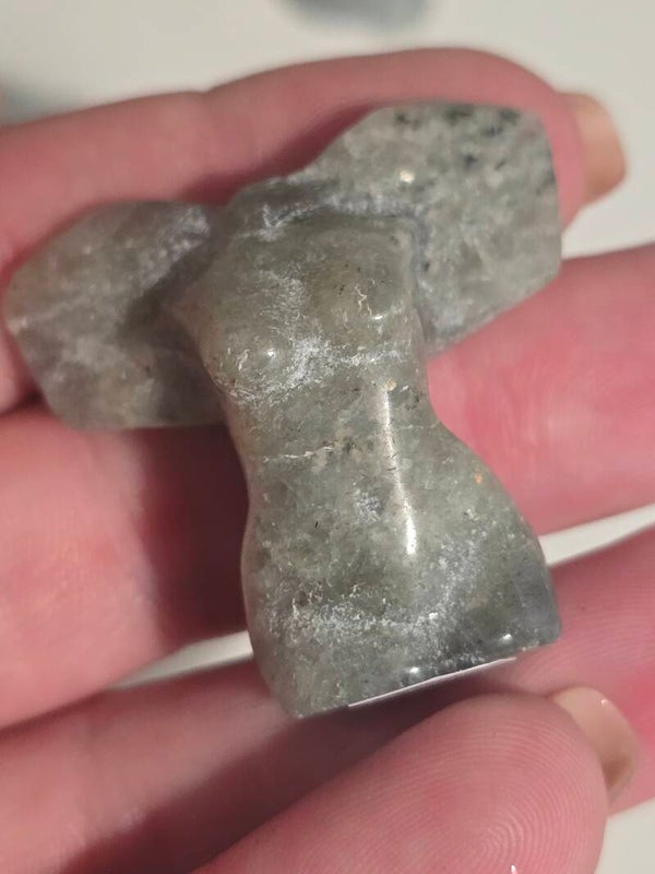 Prehnite Mini Winged Goddess Carving R523J