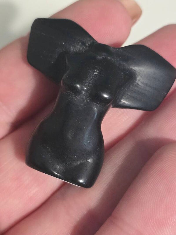 Obsidian Mini Winged Goddess Carving R523A