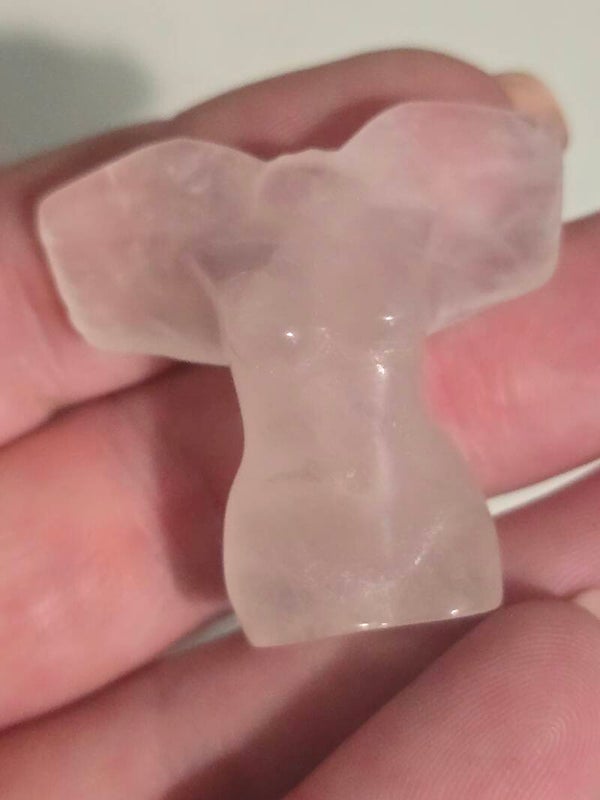 Rose Quartz Mini Winged Goddess Carving R52PD