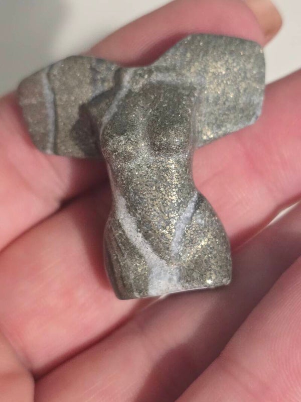 Pyrite Mini Winged Goddess Carving R523C