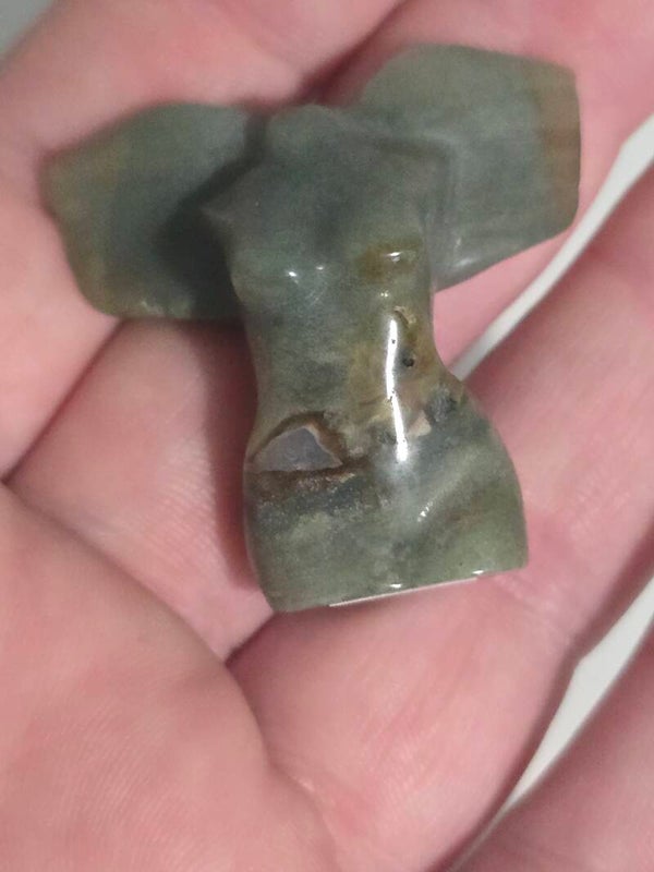Green Aventurine Mini Winged Goddess Carving R523Q