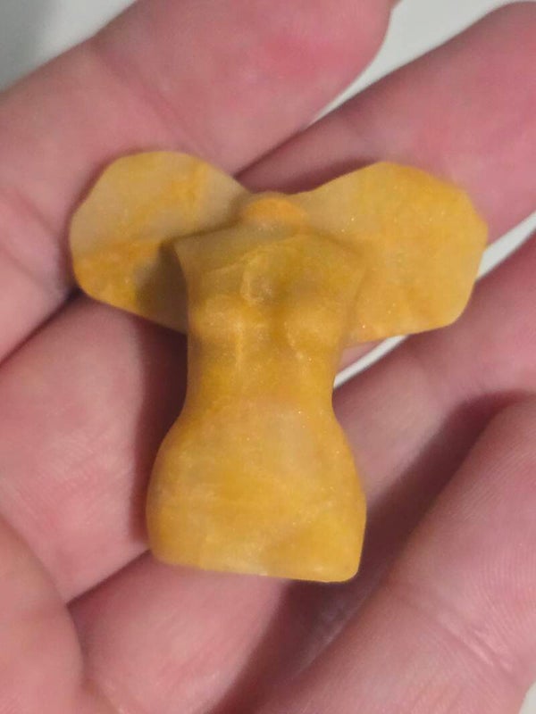 Yellow Jade Mini Winged Goddess Carving R523P