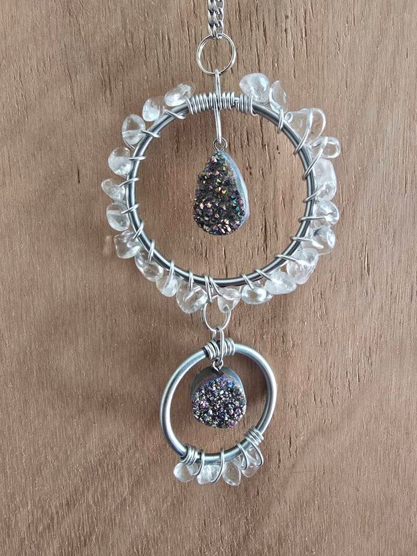 Clear Quartz & Aura Cluster Catcher Emotional Healing & Spiritual Connection