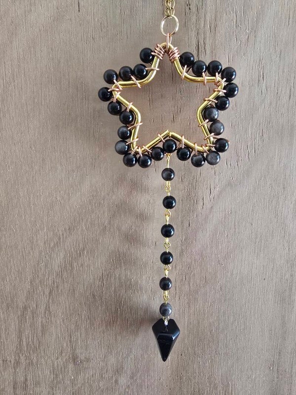 Silver Obsidian Catcher Protect, Self Healing & Mental Healing