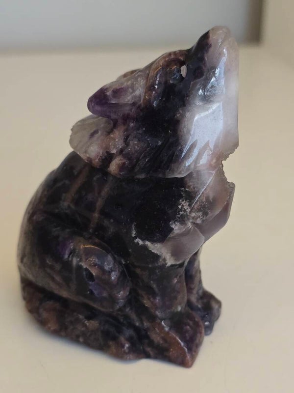 Fluorite Root Wolf Carving Z847