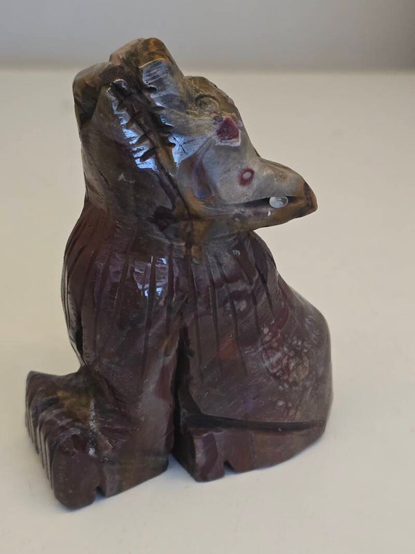 Ocean Jasper Wolf Carving Z930