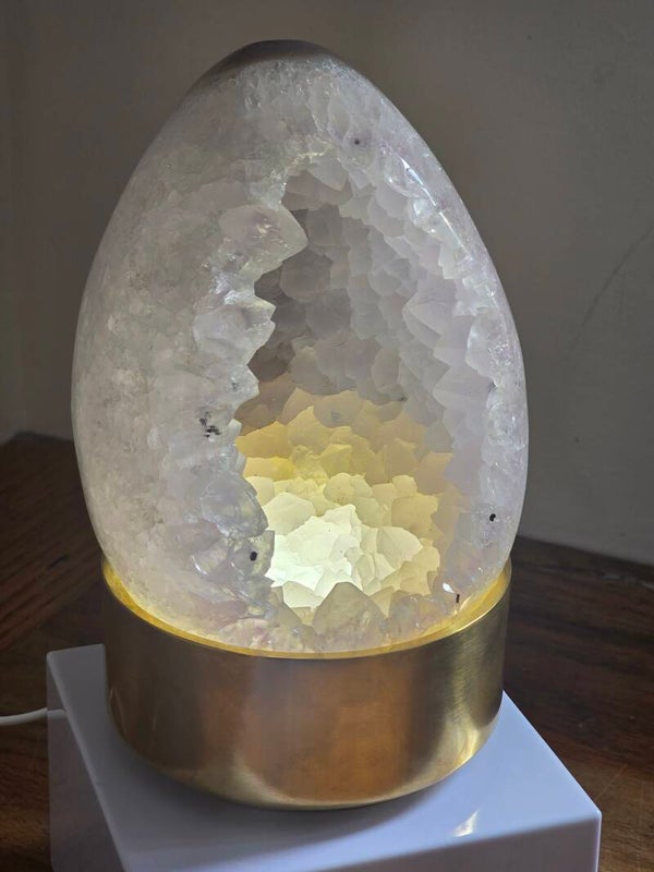 Amethyst Agate Egg on Brass Custom Stand Z911