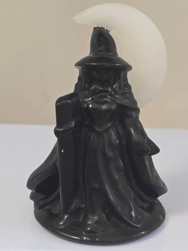 Black Obsidian & White Jade Witch Carving S189