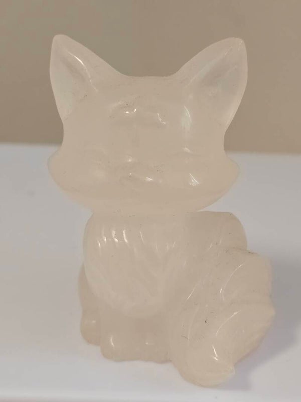 Clear Quartz Fox Carving S229