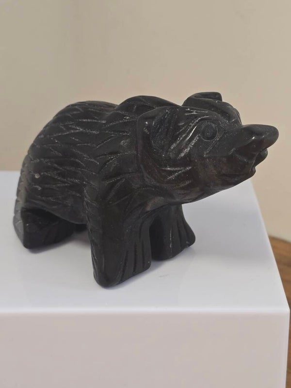 Black Obsidian Bear Carving Z993