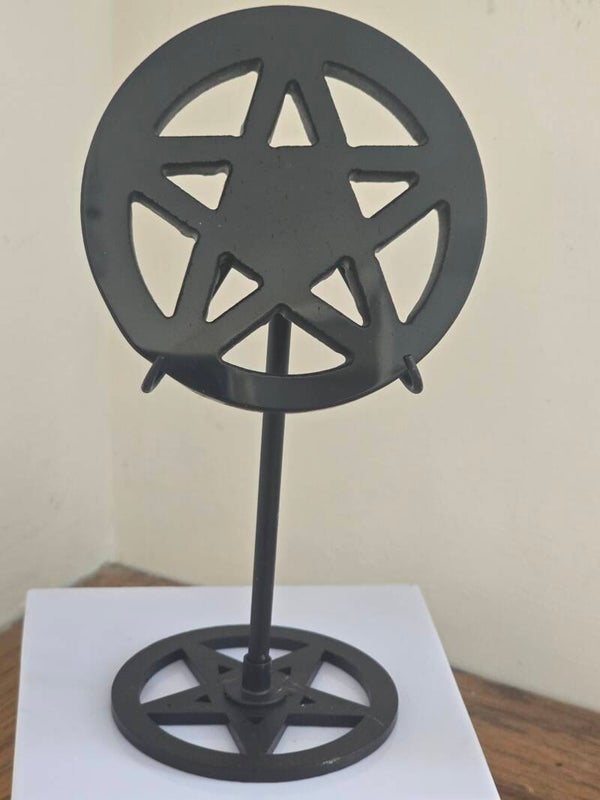 Black Obsidian Pentagram on Stand I23