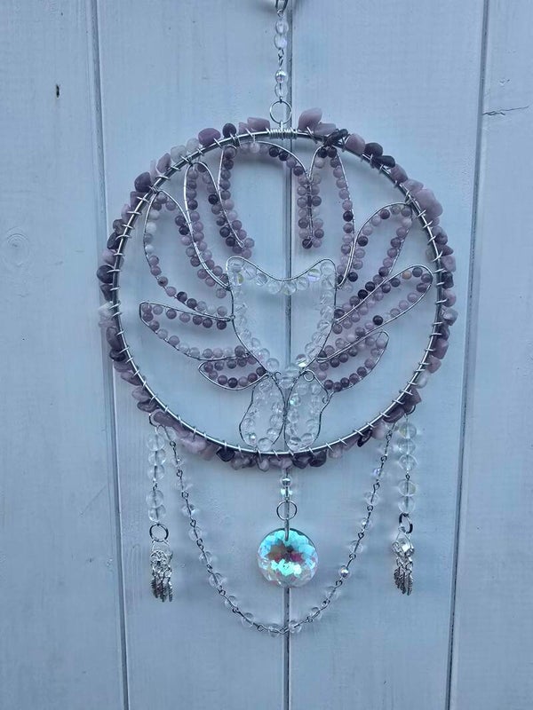 Amethyst & Lepidolite 9 Tails Fox Suncatcher
