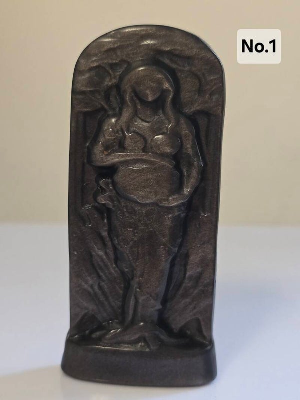 Silver Obsidian Mother Earth Carving