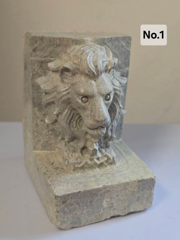 Calcite Lion Carving - Book ends