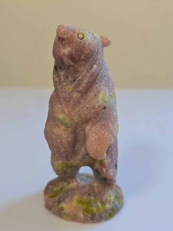 Pink Blossom Tourmaline Bear Carving Z2