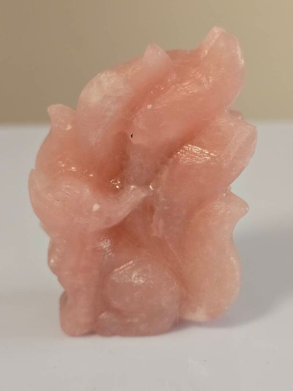 Pink Opal Nine Tails Fox Carving OL2