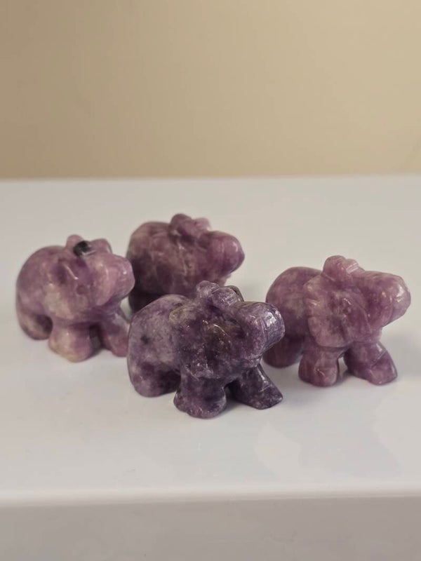 Lepidolite Elephant Carvings Z84