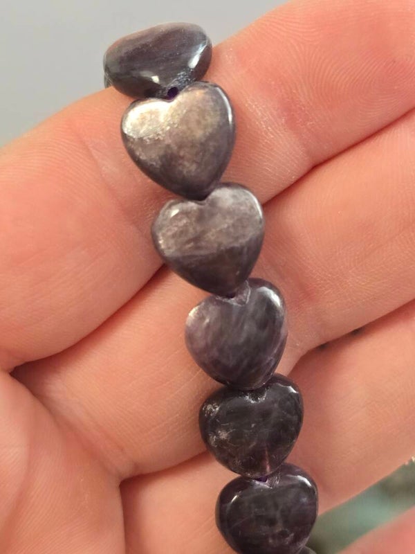 Purple Mica Heart Shaped Beads R38