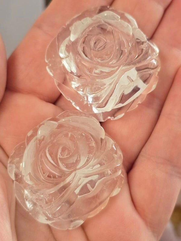 Clear Quartz Rose Carvings Z73