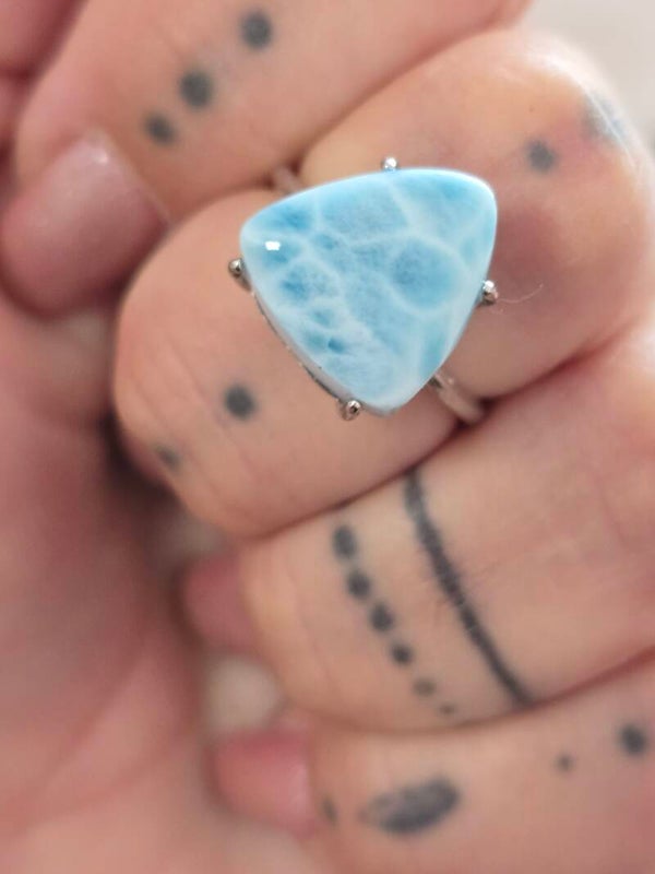 Larimar 925 Adjustable Ring R22