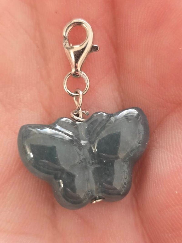 Burmese Blue Jadeite Butterflt 925 Pendant R13