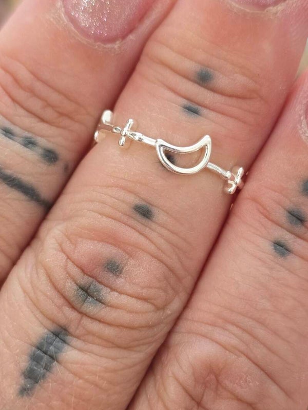 925 Silver Adjustable Moon Ring R17