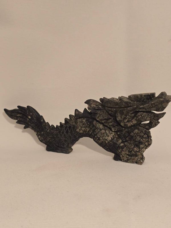 Pyrite and Hematite Dragon Carving Z50