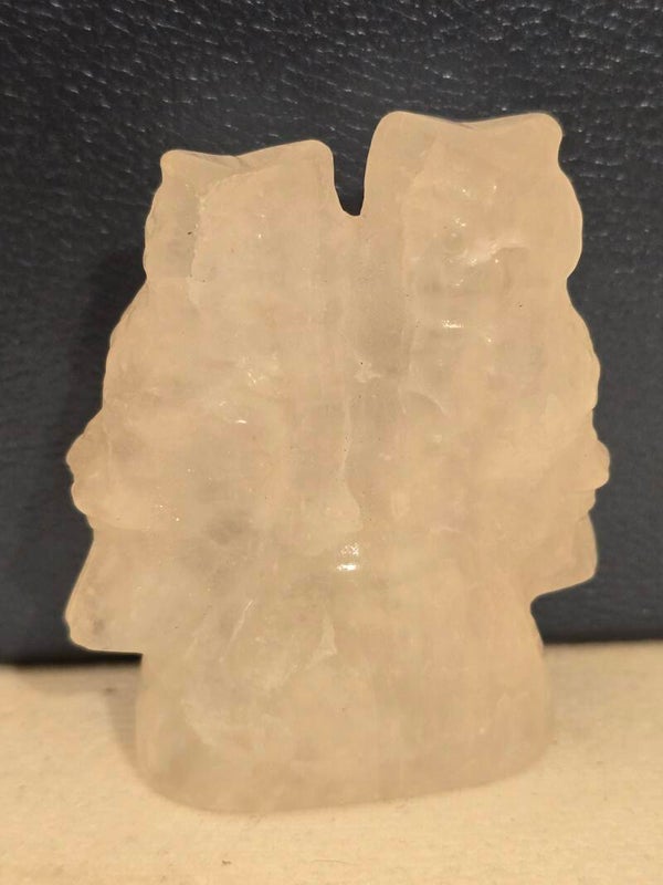 Clear Quartz Owls Carving S179